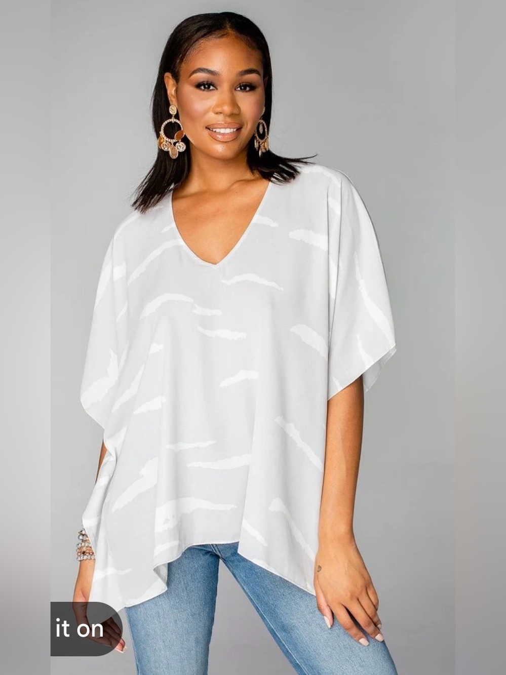 Buddy Love White V-Neck Dolman Tunic